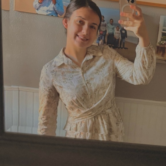 Dainty Jewells Long Sleeve Neutral Dress - Picture 2 of 2